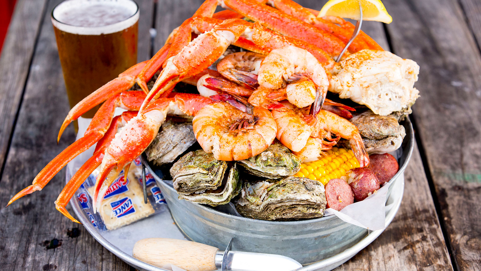 Coastal seafood restaurant atmosphere
