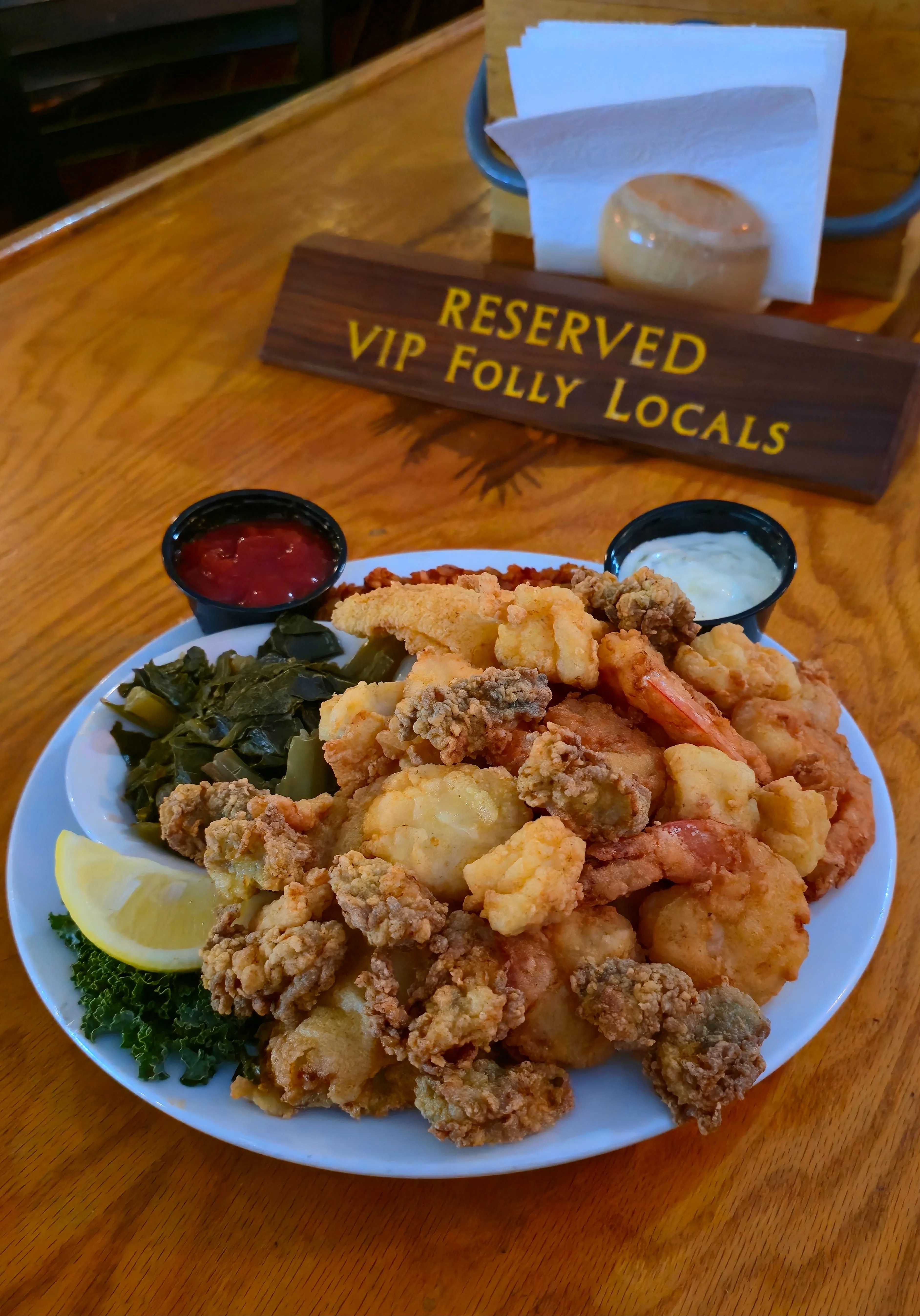 Captain's fried platter at The Crab Shacks — crispy seafood favorites and coastal sides