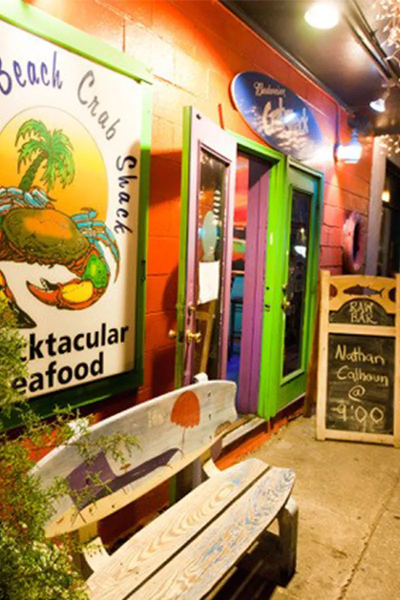 Outdoor patio dining at The Crab Shacks Folly Beach — 26 Center Street, Folly Beach SC, family-friendly al fresco seafood restaurant near the beach